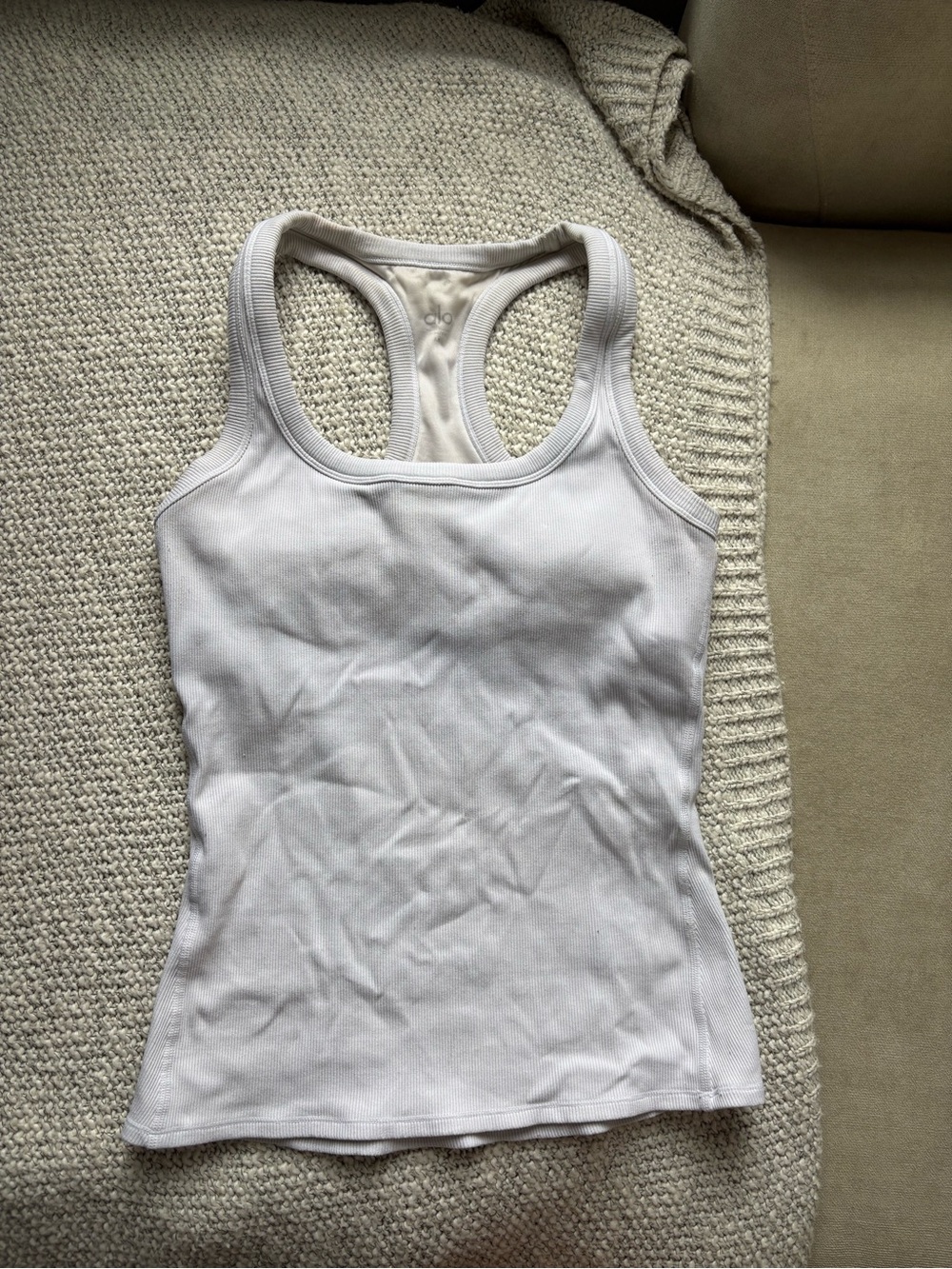 ALO Yoga White Racerback Ribbed Tank